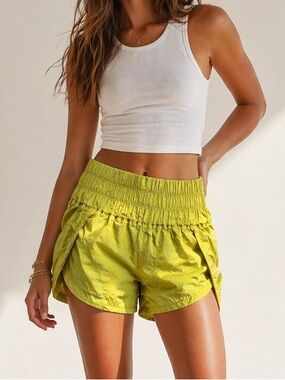 Free People The Way Home Run Shorts in Yellow